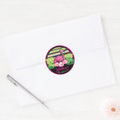 HOT PINK FLAMINGO Tropische bladeren Rondetlabel z Ronde Sticker (Envelop)