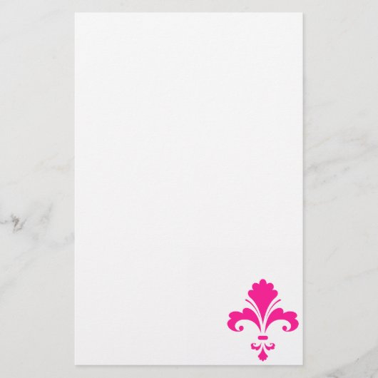 Hot Pink Fleur-de-lis Briefpapier (Voorkant)