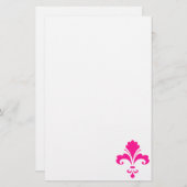 Hot Pink Fleur-de-lis Briefpapier (Voorkant / Achterkant)