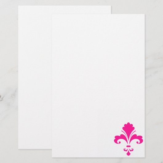 Hot Pink Fleur-de-lis Briefpapier (Voorkant / Achterkant)