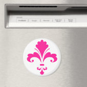 Hot Pink Fleur-de-lis Magneet (Insitu (Vaatwasser))