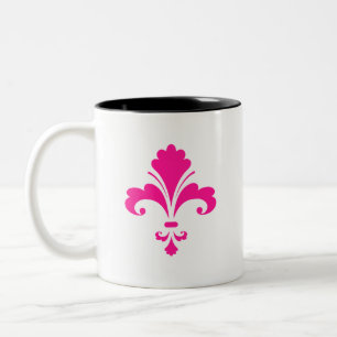 Hot Pink Fleur-de-lis Tweekleurige Koffiemok