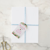 Hot Pink Floral Baby shower Dank u Cadeaulabel (Met Touw)