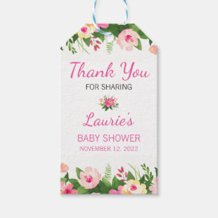 Hot Pink Floral Baby shower Dank u Cadeaulabel