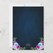 Hot Pink Floral Bronz Navy Blue Rustic Wedding Kaart (Achterkant)