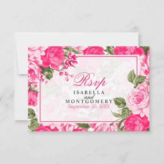 Hot Pink Floral Design - RSVP (Voorkant)