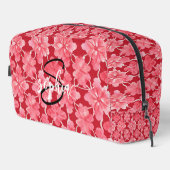 Hot Pink Floral Monogram Name Script Toiletry Bag Toilettasje (Rechterhoek)