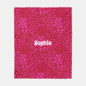 Hot Pink Floral Name Fleece Blanket Girls Birthday (Voorkant)