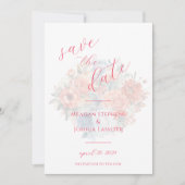 Hot Pink Floral Opslagdatum Save The Date (Voorkant)