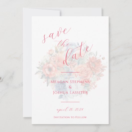 Hot Pink Floral Opslagdatum Save The Date (Voorkant)