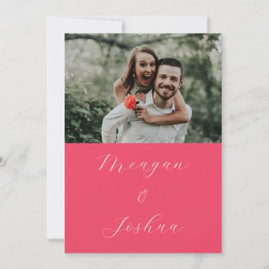 Hot Pink Floral Opslagdatum Save The Date (Achterkant)