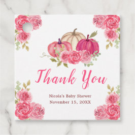 Hot Pink Floral Pumpkins Baby Shower Bedankjes Labels