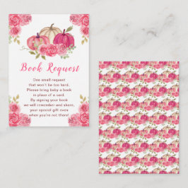 Hot Pink Floral Pumpkins Baby shower Boek Verzoek Informatiekaartje