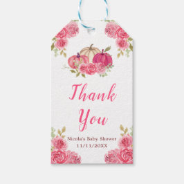 Hot Pink Floral Pumpkins Baby shower Cadeaulabel