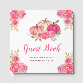 Hot Pink Floral Pumpkins Baby Shower Gastenboek