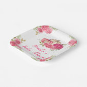 Hot Pink Floral Pumpkins Baby shower Papieren Bordje (Gebogen)