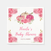 Hot Pink Floral Pumpkins Baby shower Servet (Voorkant)