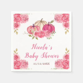 Hot Pink Floral Pumpkins Baby shower Servet