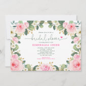 Hot Pink Floral Roos Greenery Garden Vrijgezellenf Kaart (Voorkant)