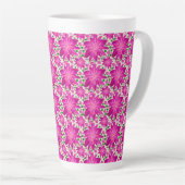 Hot Pink Floral Seamless Pattern  Latte Mok (Rechterhoek)