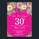 Hot Pink Floral Surprise 30th Birthday Invitation Kaart<br><div class="desc">Hot Pink Floral Surprise 30th Birthday Invitation for Women. Waterverf Floral Flower. Hot-roze achtergrond. Roze, geel, Oranje, Paars ventilator. Volwassen verjaardag. 13e 15e 16e 18e 21e 30e 40e 50e 60e 70e 90e 100e, Alle leeftijden. Voor verdere aanpassing, te klikken gelieve de knoop "van de Aanpassing het"en ons ontwerphulpmiddel te gebruiken...</div>