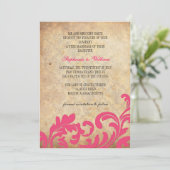 Hot Pink Floral Swirl Weddenschap Save The Date (Staand voorkant)