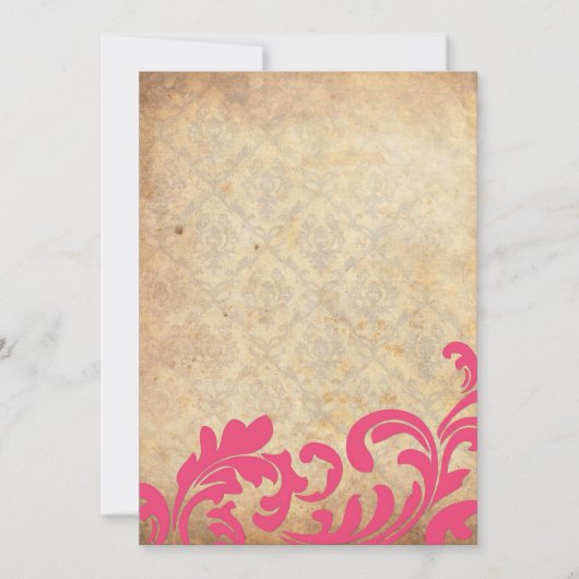 Hot Pink  Floral Swirl Weddenschap Save The Date (Achterkant)