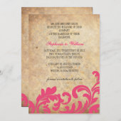 Hot Pink Floral Swirl Weddenschap Save The Date (Voorkant / Achterkant)