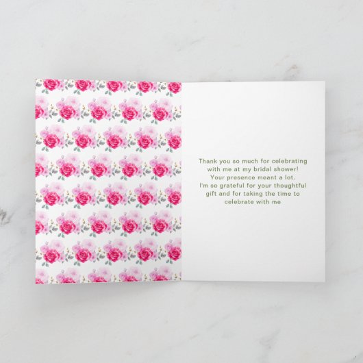 Hot Pink Floral Vrijgezellenfeest Bedankkaart (Binnen)