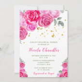 Hot Pink Floral Vrijgezellenfeest Kaart (Voorkant)