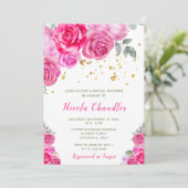 Hot Pink Floral Vrijgezellenfeest Kaart (Staand voorkant)