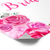 Hot Pink Floral Vrijgezellenfeest Welkom Poster (Hoek)