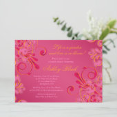 Hot Pink Floral Weddenschap Bridal Shower Uitnodig Kaart (Staand voorkant)
