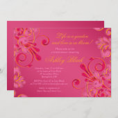 Hot Pink Floral Weddenschap Bridal Shower Uitnodig Kaart (Voorkant / Achterkant)