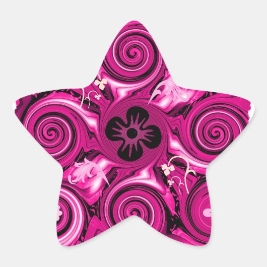 Hot Pink Floralia Star Ster Sticker (Voorkant)