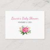 Hot Pink Flowers Baby shower Luier Raffle Ticket (Achterkant)
