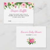 Hot Pink Flowers Baby shower Luier Raffle Ticket (Voorkant / Achterkant)