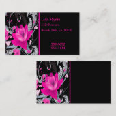 Hot Pink Flowers Diamond Bling Visitekaartje (Voorkant / Achterkant)