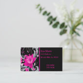 Hot Pink Flowers Diamond Bling Visitekaartje (Staand voorkant)