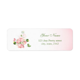 Hot Pink Flowers Green Leaves Retour Adres Label