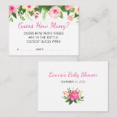 Hot Pink Flowers raden hoeveel Baby shower spel Visitekaartje (Voorkant / Achterkant)