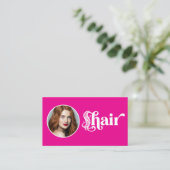 Hot Pink Foto QR Code Haarstudio Visitekaartje (Staand voorkant)