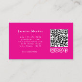 Hot Pink Foto QR Code Haarstudio Visitekaartje (Achterkant)