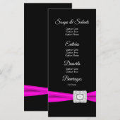 Hot Pink Fuchsia Black Diamond Menu Kaarten (Voorkant / Achterkant)