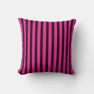 Hot Pink Fuchsia Black Striped Kussen