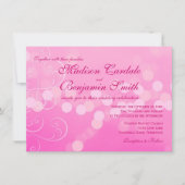 Hot Pink Fuchsia Bokeh Wedding Invitations Kaart (Voorkant)