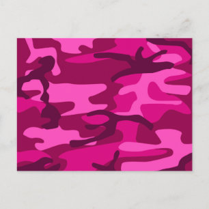 Hot Pink Fuchsia Camouflage Girly Patroon Briefkaart