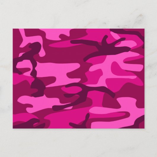 Hot Pink Fuchsia Camouflage Girly Patroon Briefkaart (Voorkant)