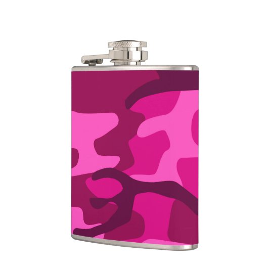 Hot Pink Fuchsia Camouflage Girly Patroon Heupfles (Links)