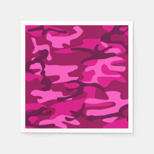 Hot Pink Fuchsia Camouflage Girly Patroon Servet